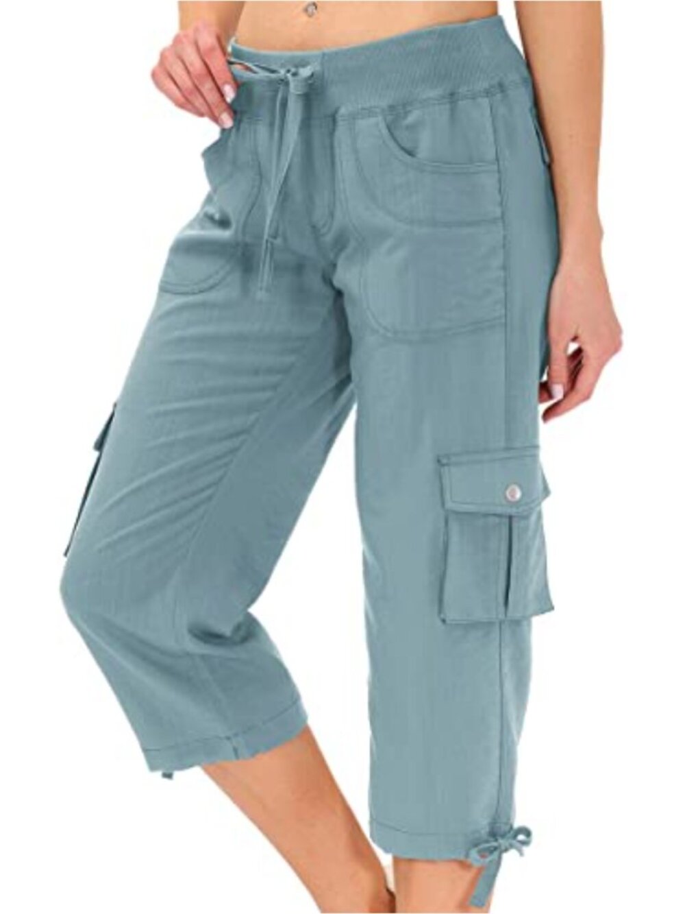 Womens Cargo Hiking Capri Pants Lightweight 6 Pocket Athletic Outdoor